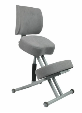 Стул коленный эргономичный &quot;ОЛИМП&quot; СК-2-2Г цвет светло серый (корпус белого цвета)