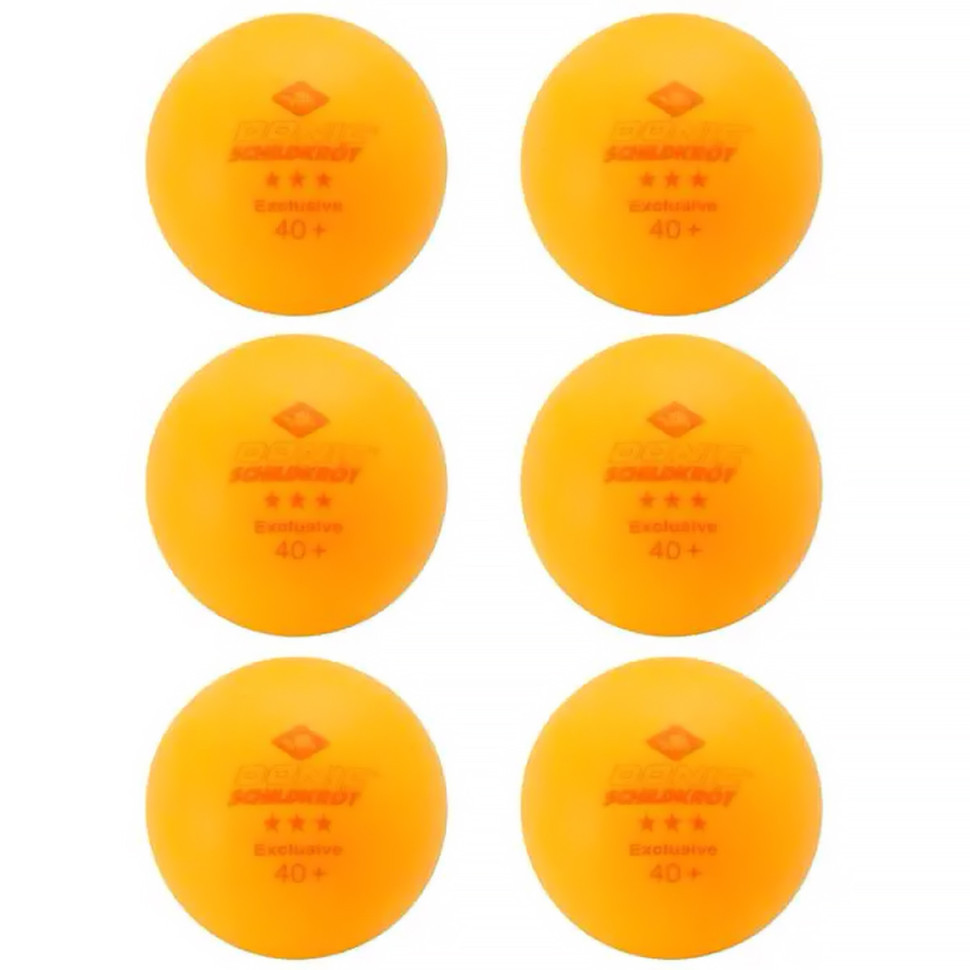 Мячики для н/тенниса DONIC EXCLUSIVE 3* 40+, 6 штук, оранжевый