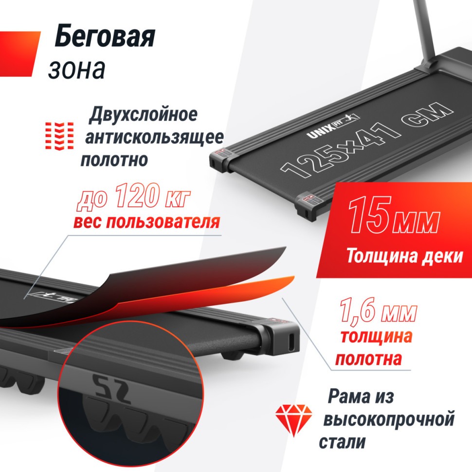 Беговая дорожка UNIX Fit Hi-tech S2 Metallic