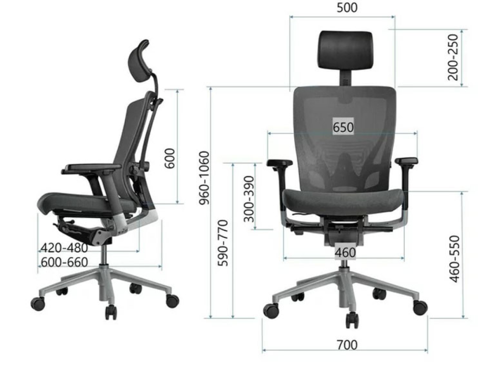 Эргономичное кресло для офиса SCHAIRS AIRE-101W, Цвет: серебряный