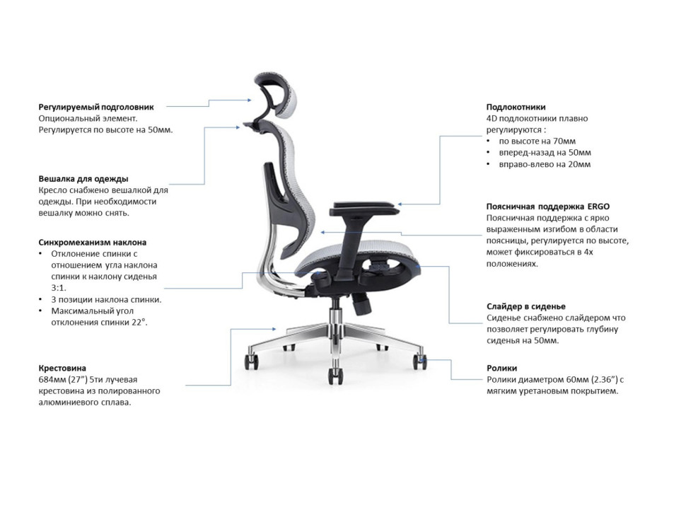 EXPERT ERGO FLY-HB H02W серое