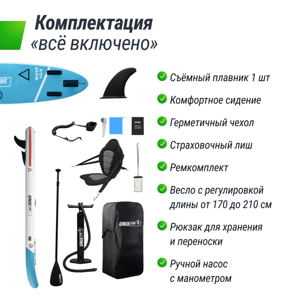 SUP-борд UNIX Line Deep Sea (320 cm) + сиденье