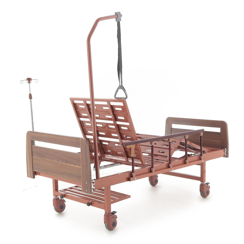 Кровать для лежачих больных с матрасом MED-MOS Е-8 ЛДСП (коричневый)