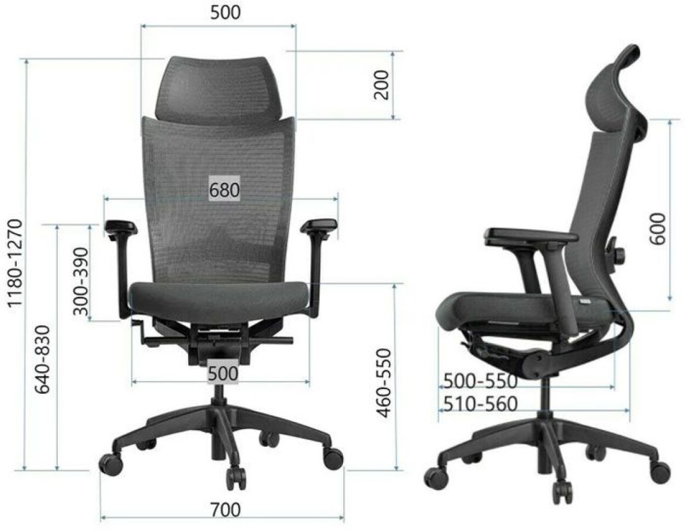 Кресло с поясничной поддержкой SCHAIRS ZEN2-М01B, Цвет: голубой