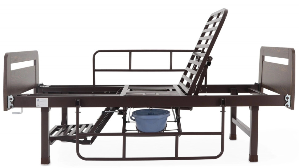 Кровать для лежачих больных с матрасом MED-MOS E-49 ЛДСП коричневая