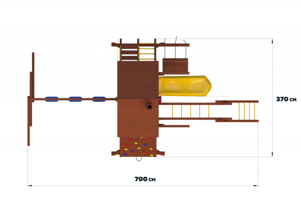 Детский игровой комплекс SUNRISESTAR NS6 с деревянной крышей и рукоходом