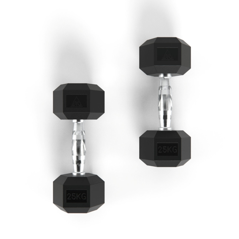 Гантели DFC гексаг. обрезиненная пара DB001-25 кг