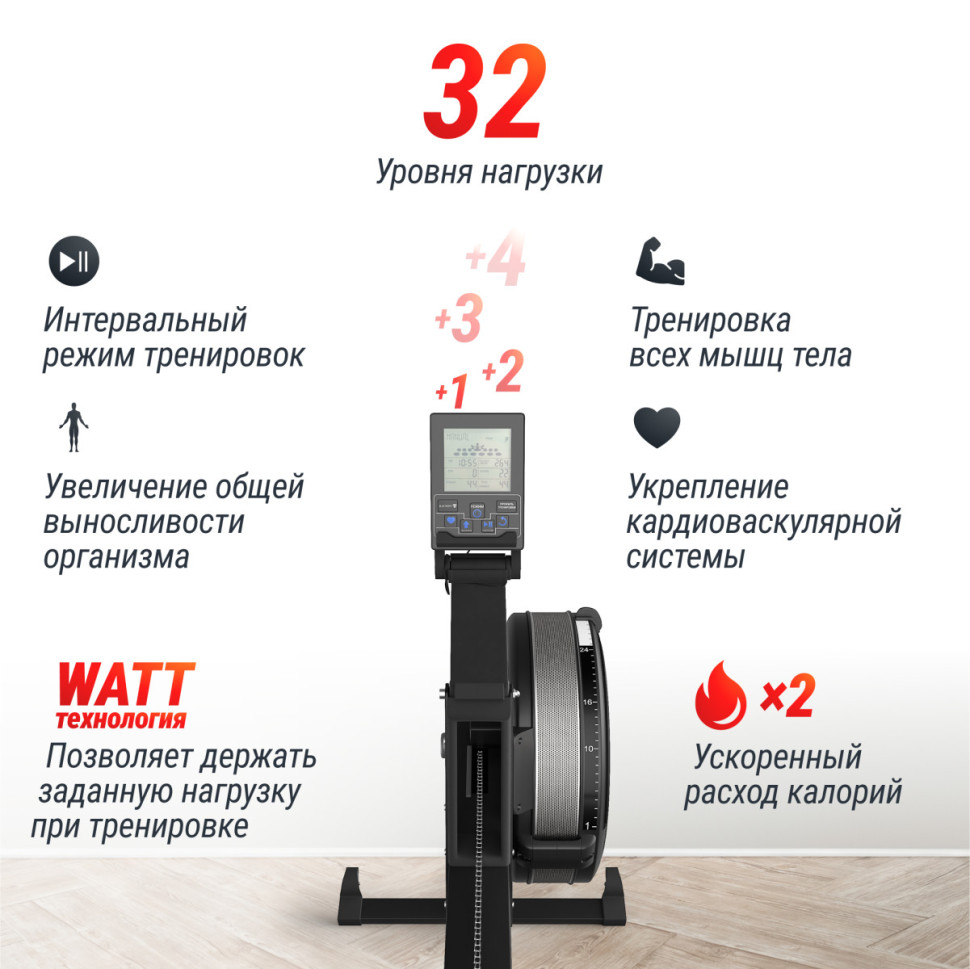 Гребной тренажер UNIX Fit PRO Air Magnetic Rower-X Black