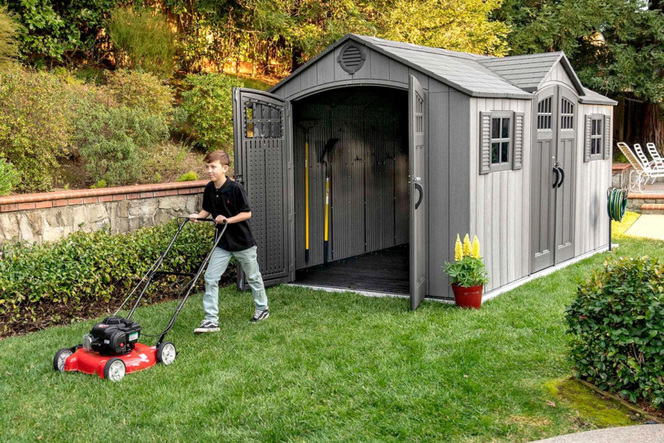 Сарай пластиковый WoodLook 15*8 DD