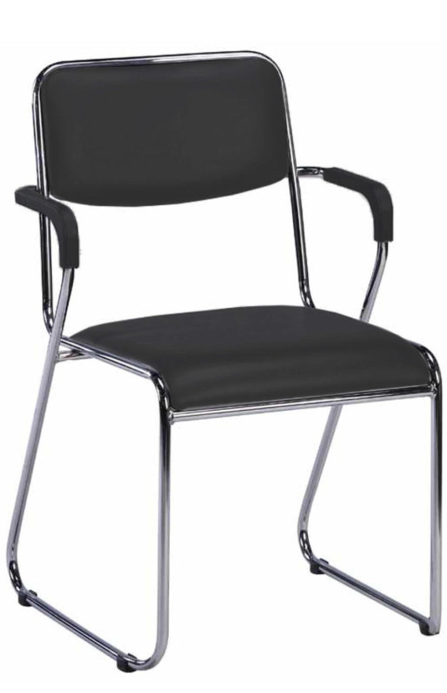 Стул для посетителей Everprof Fix Chrome Plus экокожа черный