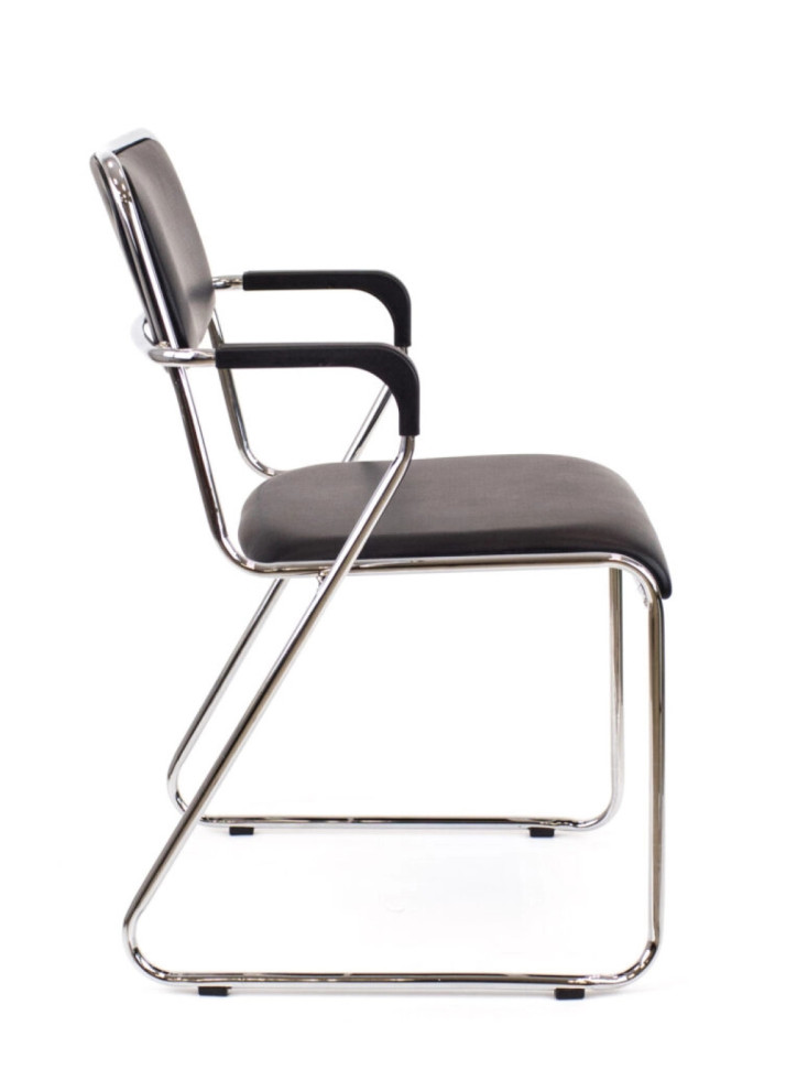 Стул для посетителей Everprof Fix Chrome Plus экокожа черный