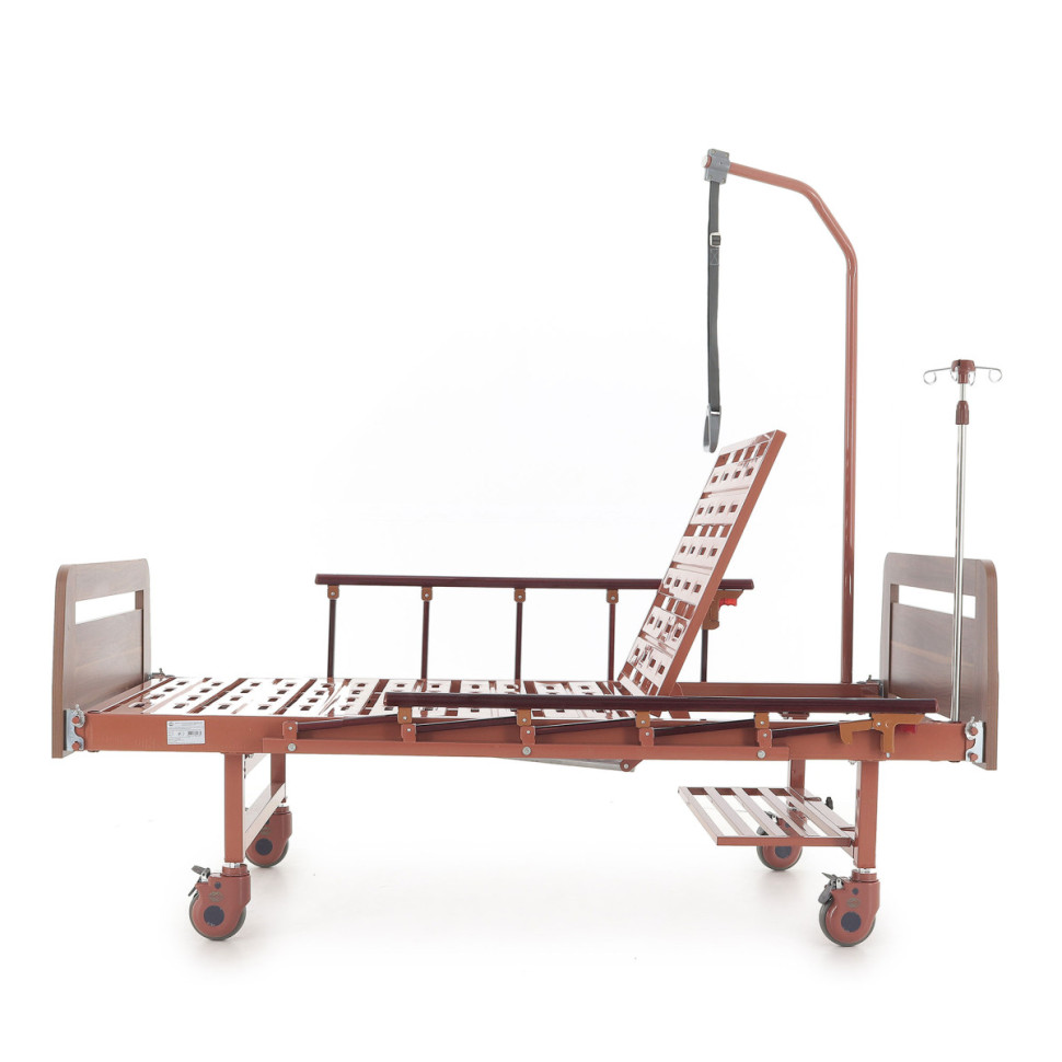 Кровать для лежачих больных с матрасом MED-MOS Е-17В ЛДСП (коричневый)