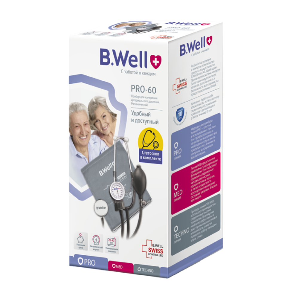 Тонометр B.Well PRO-60 механический, манжета с кольцом M-L