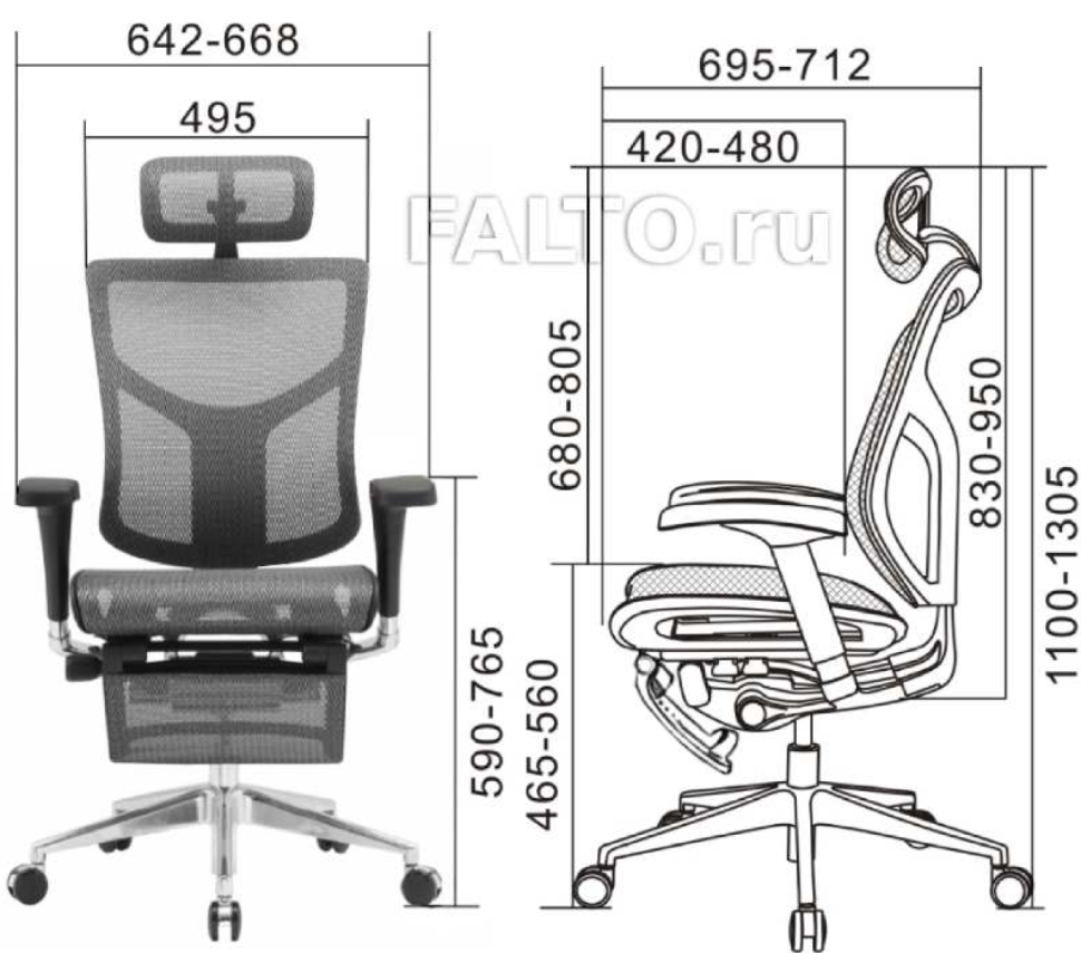 Кресло EXPERT STAR RSTM01-BK сетка черн/каркас черн с подножкой