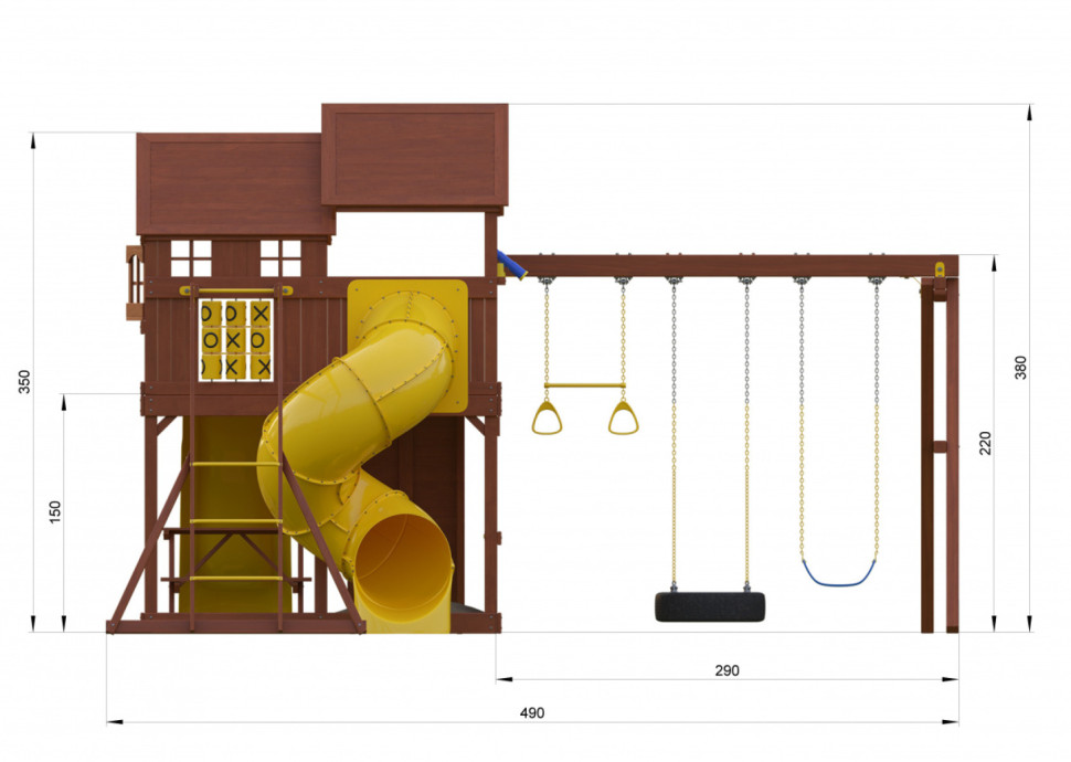 Детский игровой комплекс Newsunrise с винтовой горкой-трубой, рукоходом