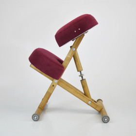Стул коленный &quot;ОЛИМП ЭКО&quot; на деревянной основе без спинки цвет ткани бордовый