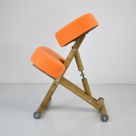 Стул коленный &quot;ОЛИМП ЭКО&quot; на деревянной основе без спинки цвет ткани коралл