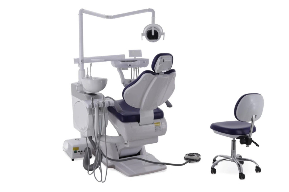 Стоматологическая установка CQ-216 (СО-002М-01) голубой, нижняя подача