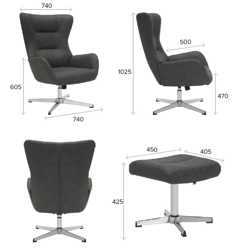 Кресло Everprof Apple Ткань Темно-серый