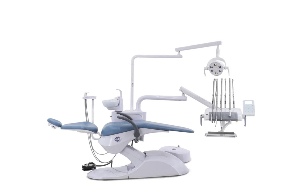 Стоматологическая установка CQ-216 (СО-003М-01) голубой, верхняя подача