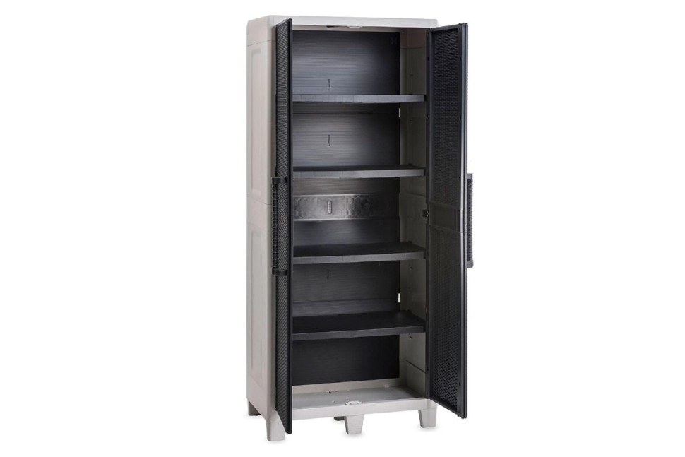 Уличный шкаф TOOMAX 2х дверный глубокий SANTORINI XL (4 полки), светло-серый/антрацит