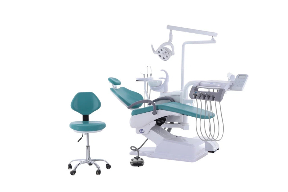 Стоматологическая установка CQ-217 (СО-004М-02) голубой, нижняя подача