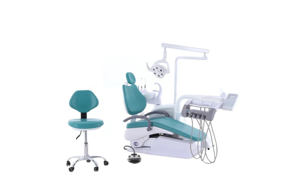 Стоматологическая установка CQ-217 (СО-004М-02) голубой, нижняя подача