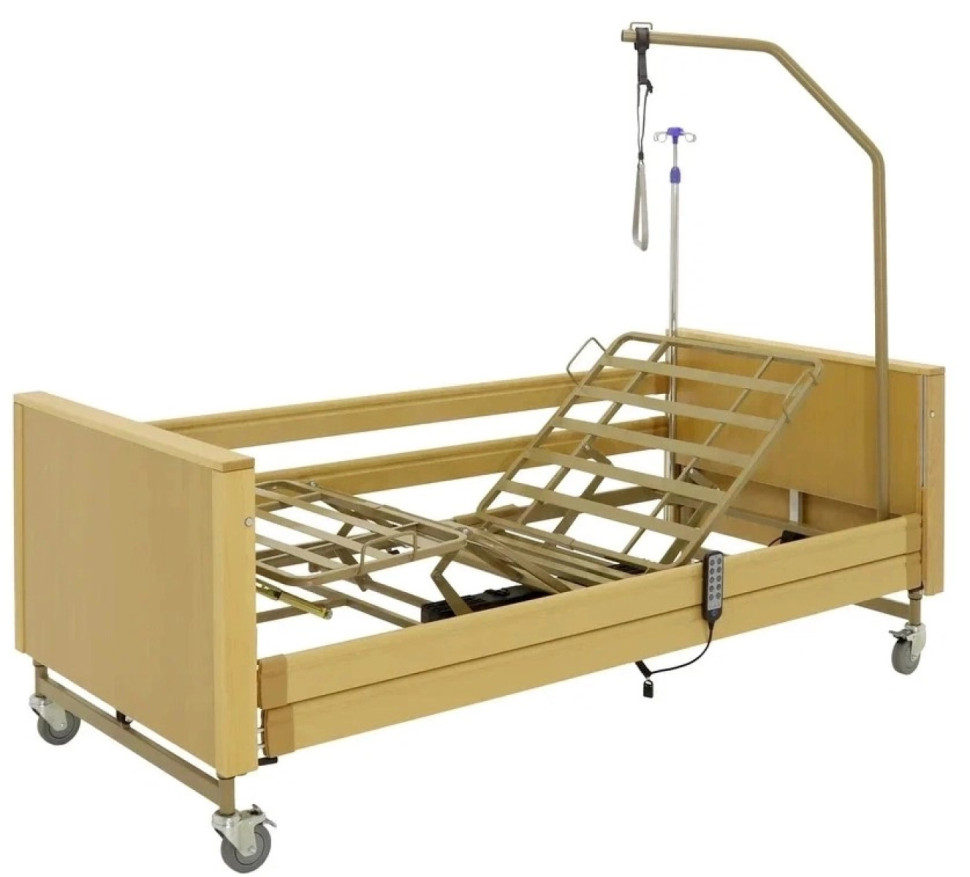 Кровать для лежачих больных с матрасом MED-MOS YG-1 (ЛДСП св.дер., метал. ламели)