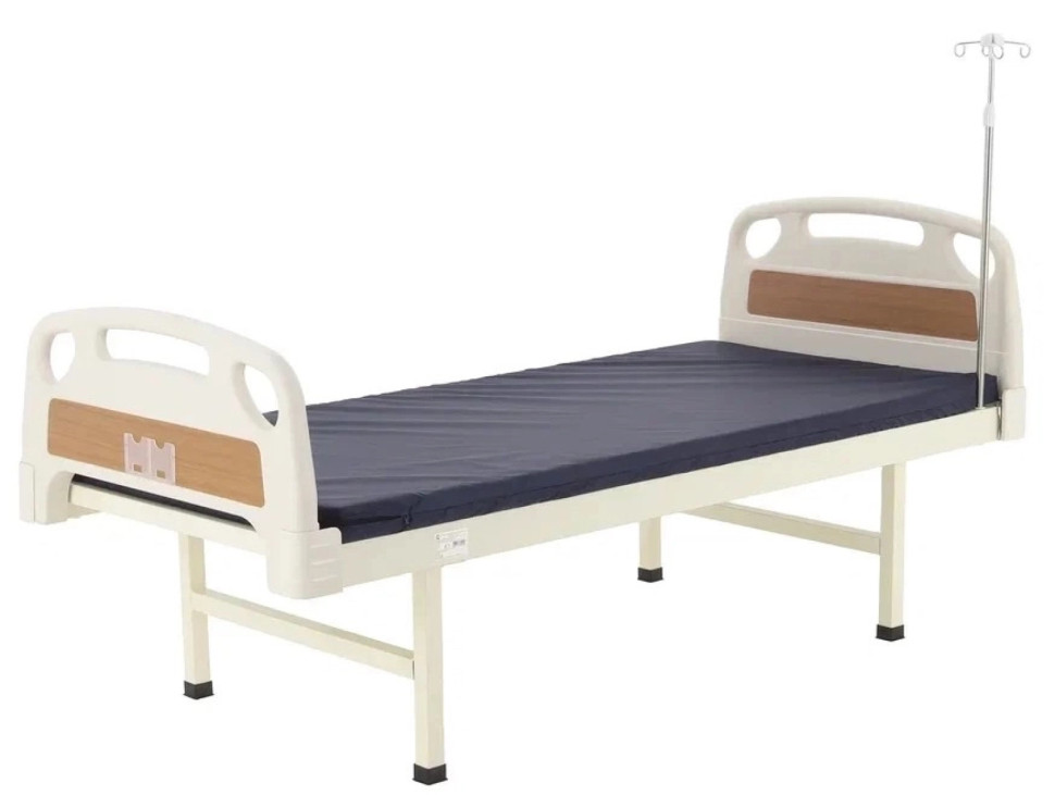 Кровать для лежачих больных механическая MED-MOS Е-18 (ABS, 1 секция, матрас, без колес, уголки)