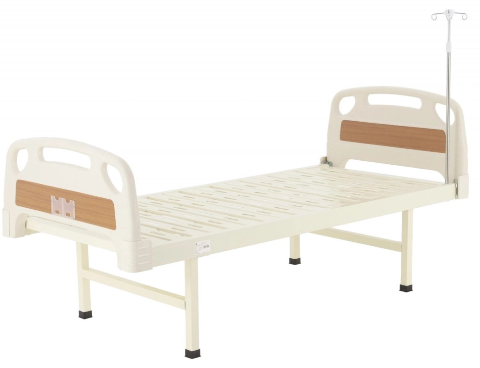 Кровать для лежачих больных механическая MED-MOS Е-18 (ABS, 1 секция, матрас, без колес, уголки)