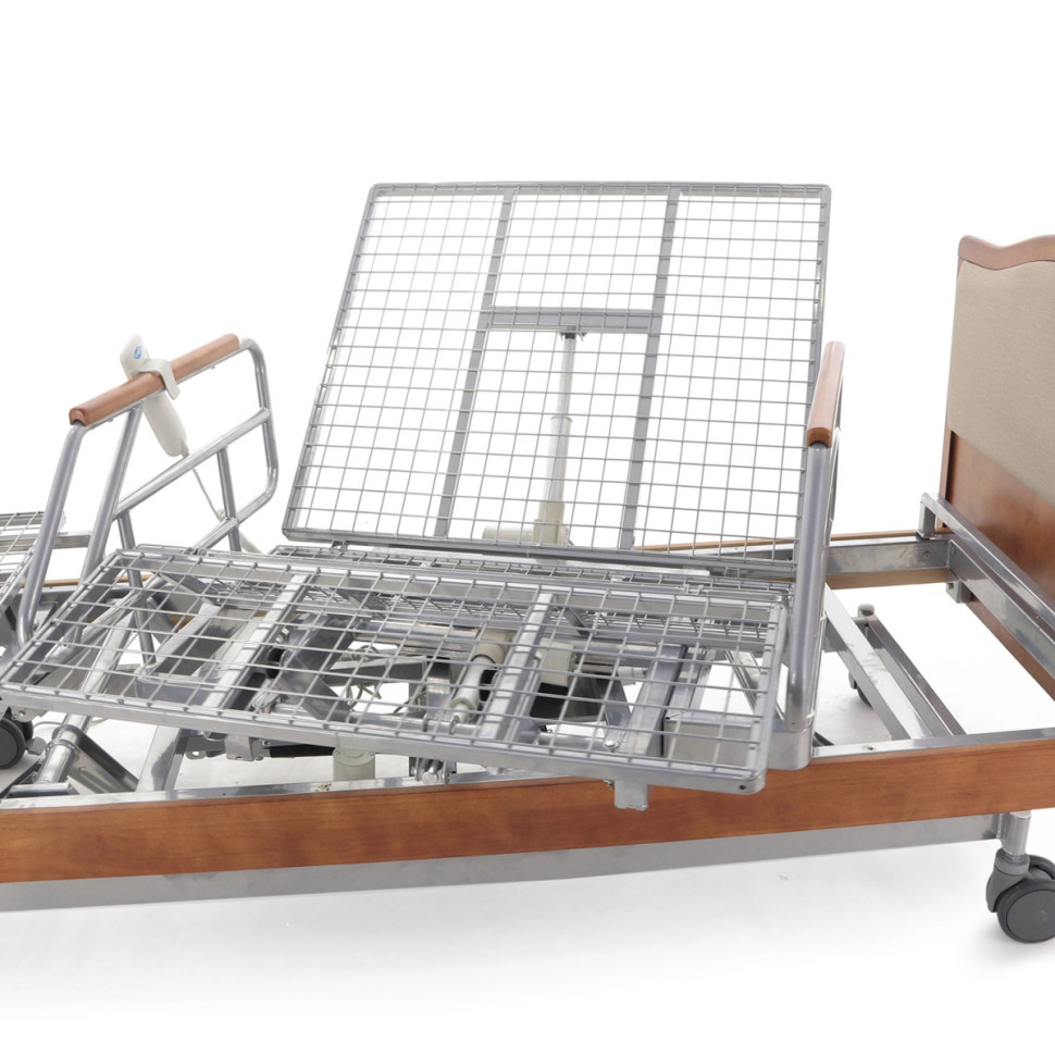 Медицинская кровать для лежачих больных, регул. высоты, Т/АТ MED-MOS DB-2B электрическая с поворотным креслом в правую сторону (коричневый)