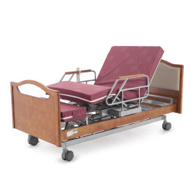 Медицинская кровать для лежачих больных, регул. высоты, Т/АТ MED-MOS DB-2B электрическая с поворотным креслом в правую сторону (коричневый)