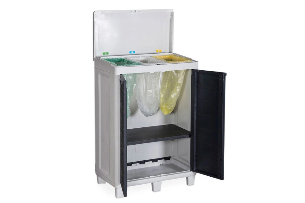 Уличная тумба WOODY'S (1 полка) для сортировки мусора Светло-серый/антрацит