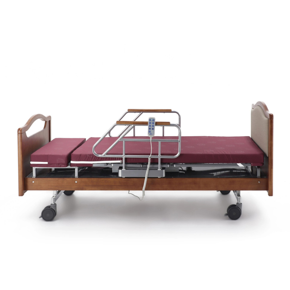 Кровать для лежачих больных электрическая MED-MOS DB-2B с поворот.креслом в правую сторону (коричневый)