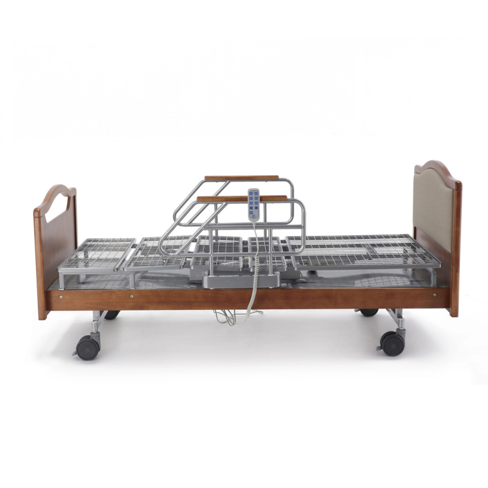 Кровать для лежачих больных электрическая MED-MOS DB-2B с поворот.креслом в правую сторону (коричневый)