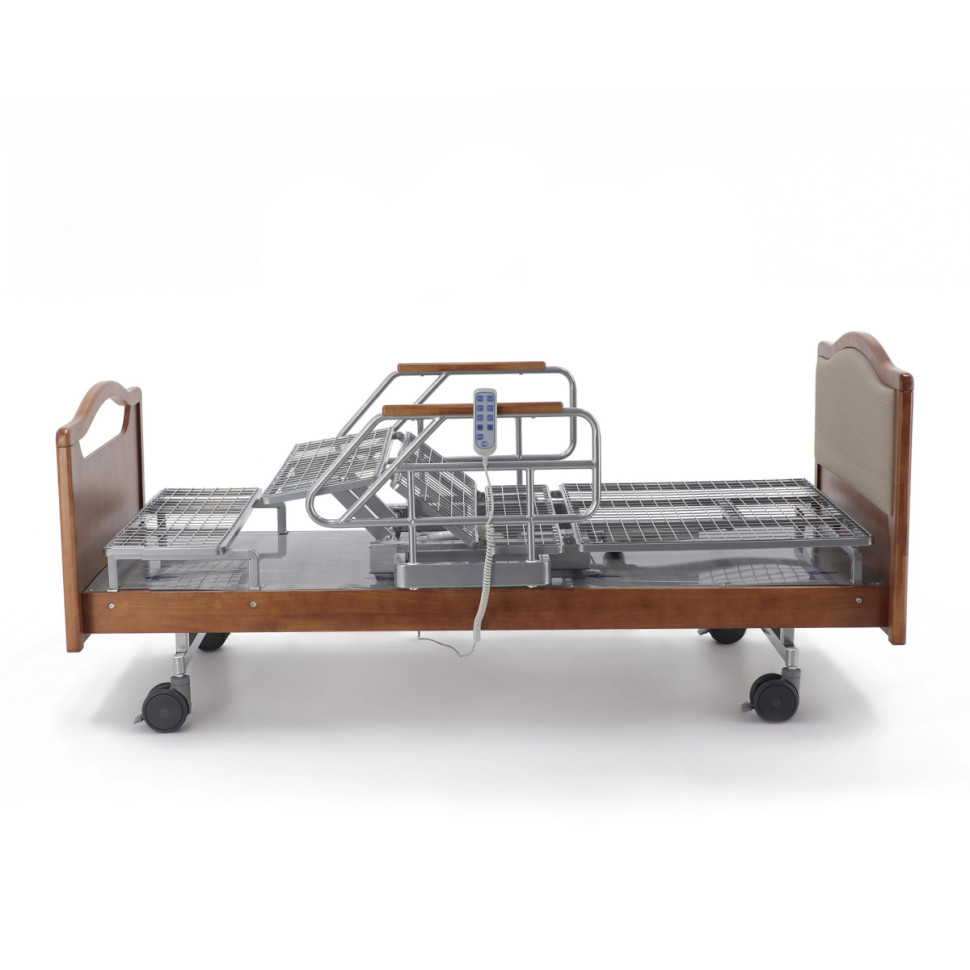 Кровать для лежачих больных электрическая MED-MOS DB-2B с поворот.креслом в правую сторону (коричневый)