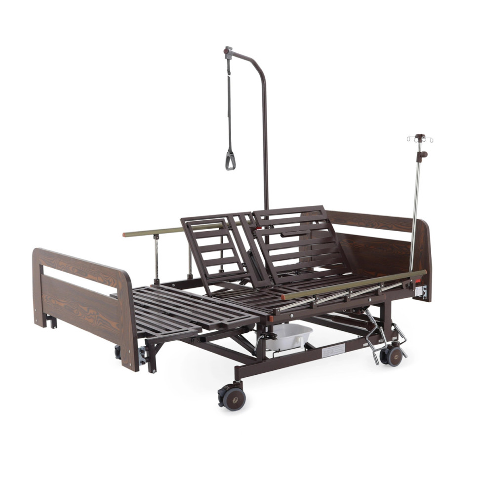 Медицинская кровать для лежачих больных MED-MOS E-45A (ЛДСП венге) ширина ложемента 120 см, с матрасом