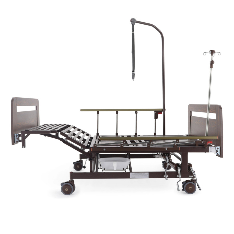 Медицинская кровать для лежачих больных MED-MOS E-45A (ЛДСП венге) ширина ложемента 120 см, с матрасом