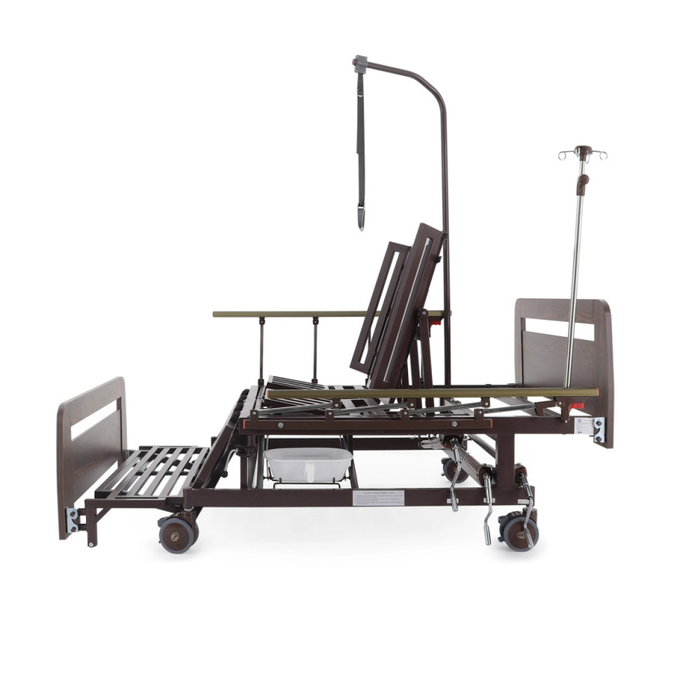 Медицинская кровать для лежачих больных MED-MOS E-45A (ЛДСП венге) ширина ложемента 120 см, с матрасом