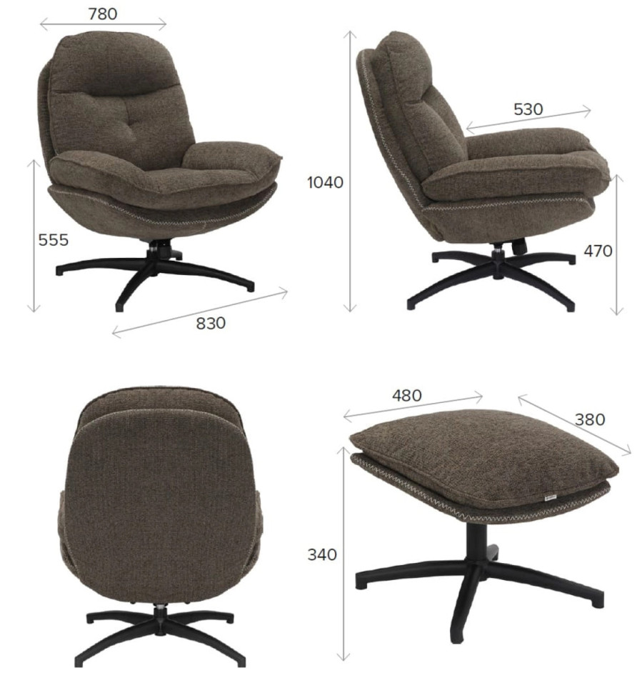 Кресло Everprof Lime Ткань Темно-коричневый