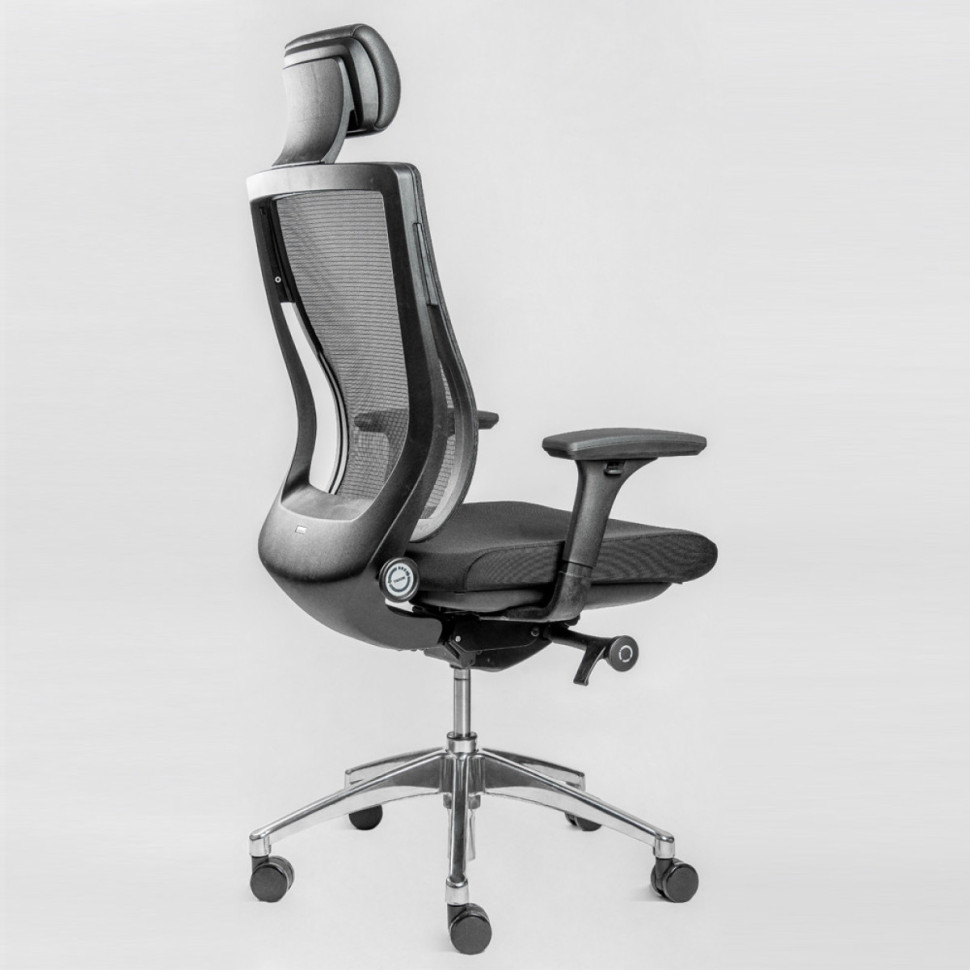 Кресло FALTO TRIUM TRI-11KALM-AL/BK-BK Спинка сетка черная/сидение ткань черная/ Каркас черн