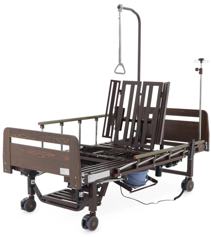 Медицинская кровать для лежачих больных электрическая YG-3 ЛДСП Венге с боковым переворач., с матрасом