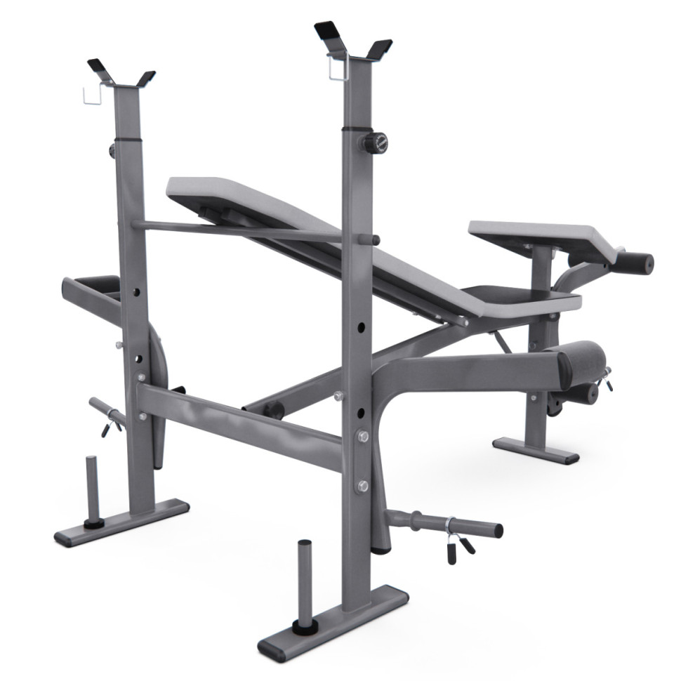 Скамья со стойками под штангу DFC D70 PRO широкий хват, с партой для бицепса