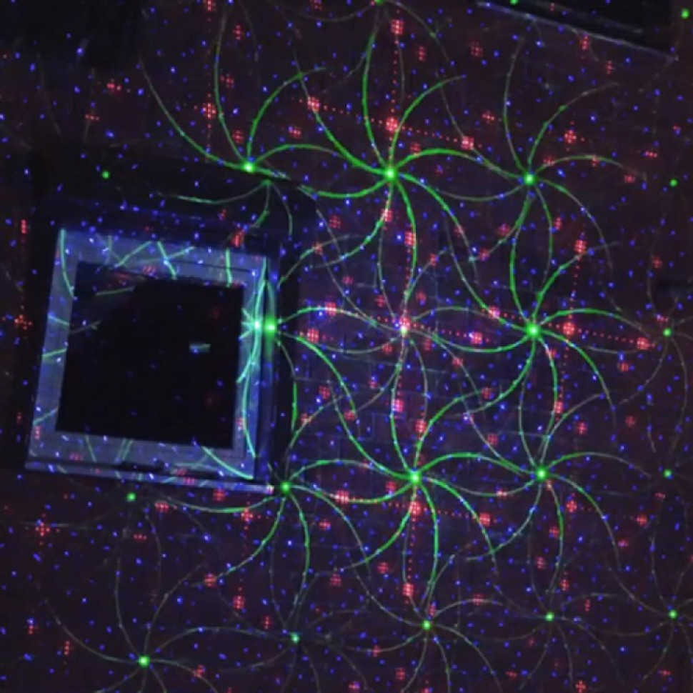 Лазерная подсветка X-39P-1-D Зеленый + Синий + Красный (8 узоров Цветы) + Bluetooth колонка