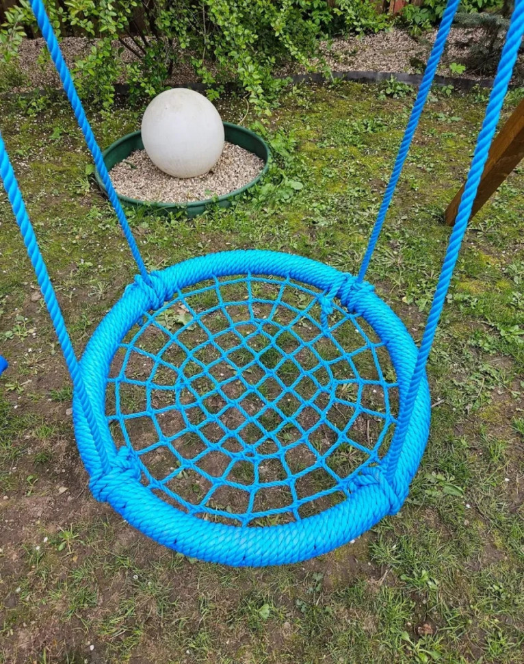 Детская площадка KD1-2 с голубой горкой и крышей, 1 голубые качели гнездо 80см