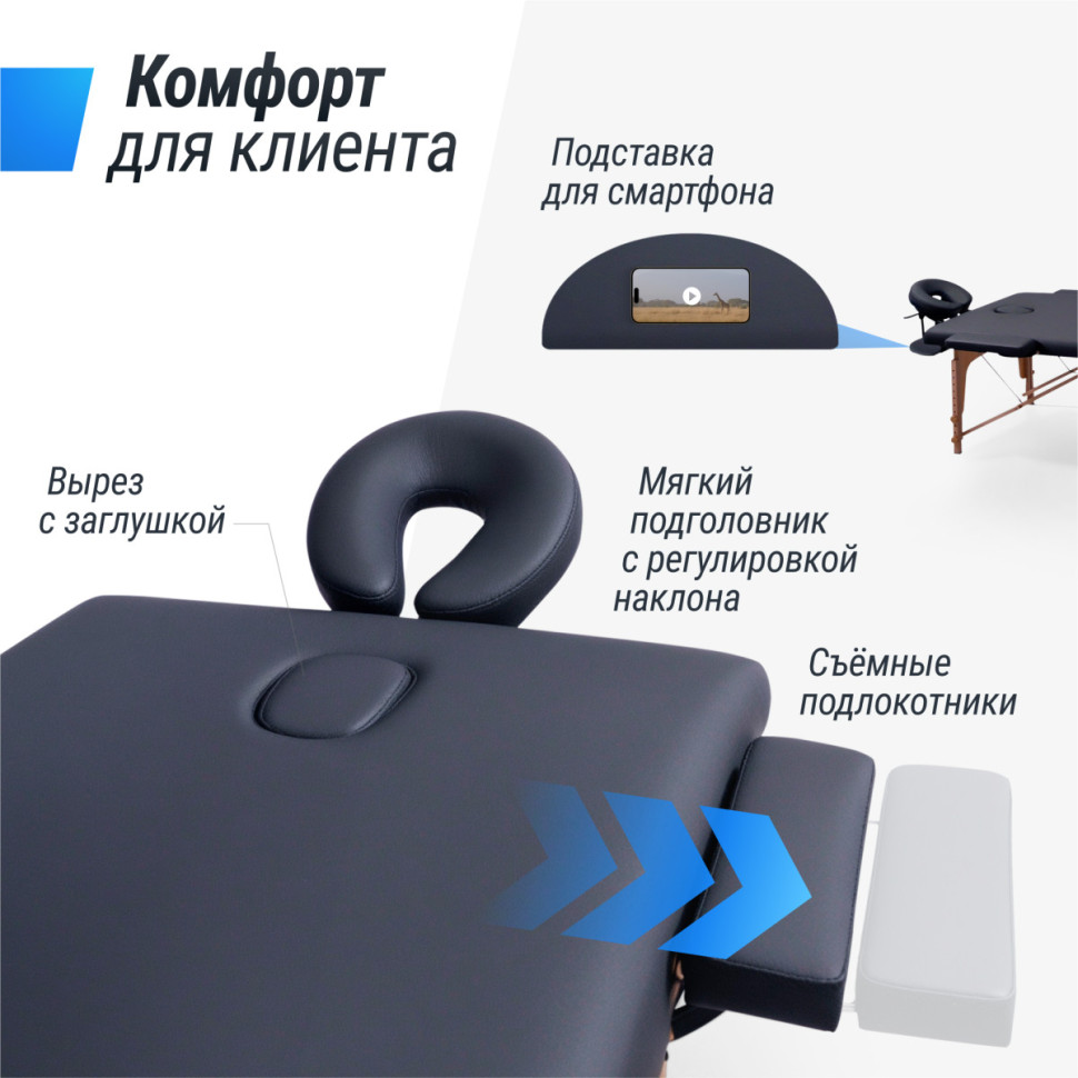 Массажный стол UNIX Standard 3 Section Black