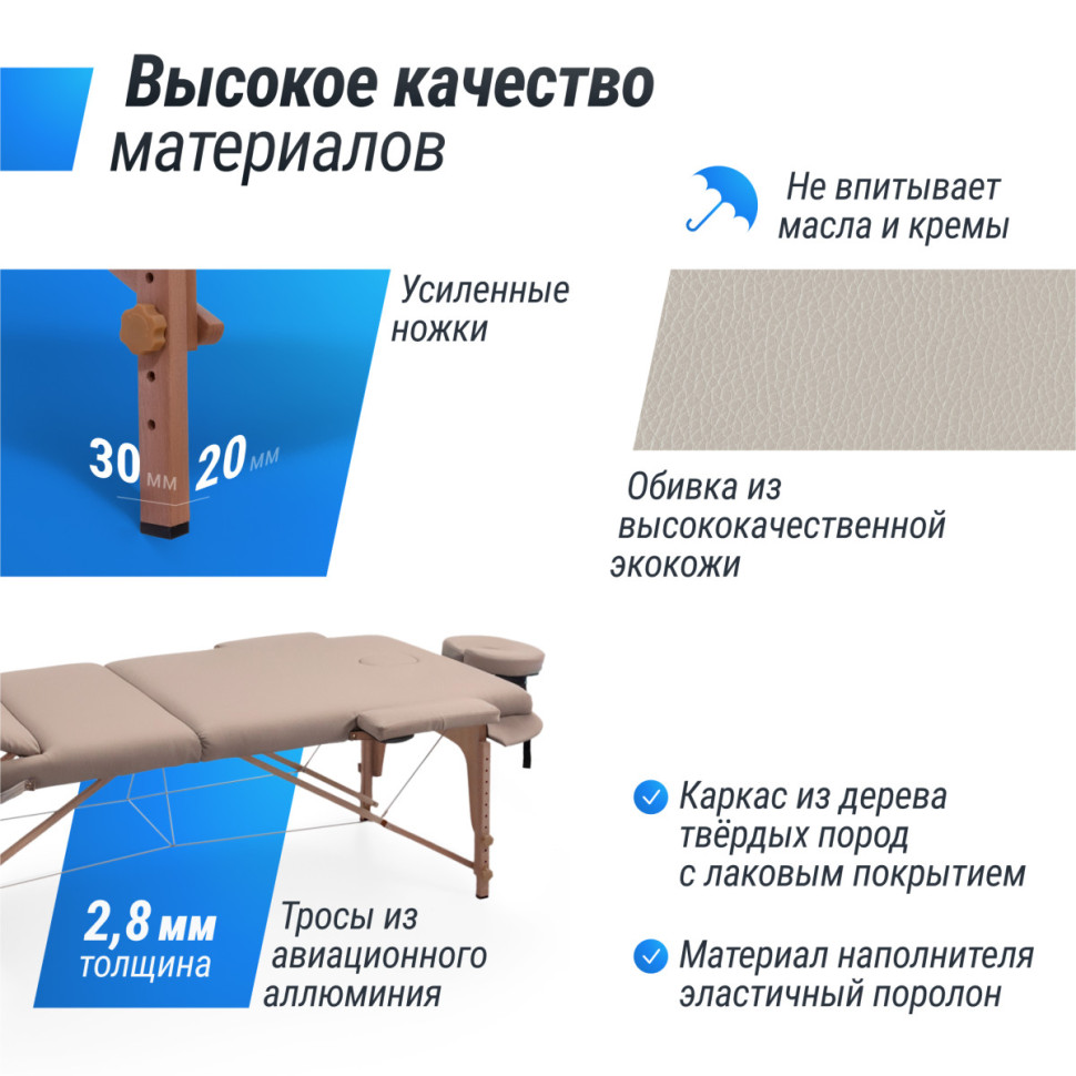 Массажный стол UNIX Serenity 3 Section Grey