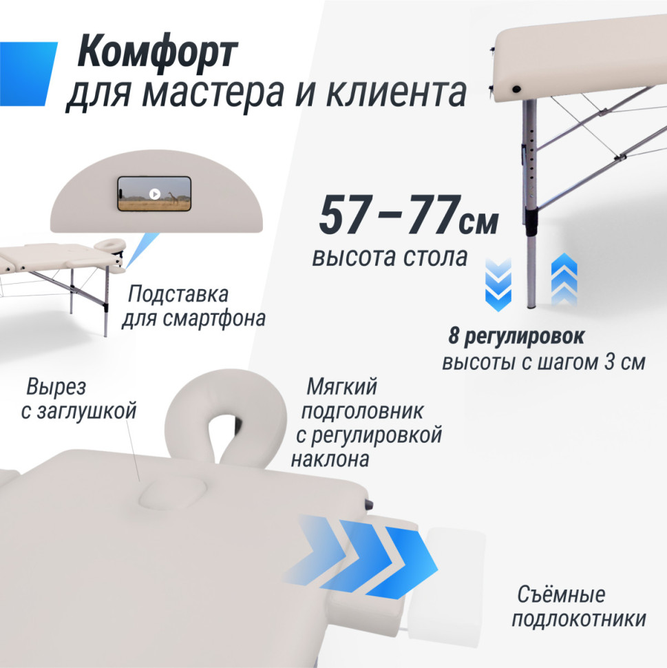 Массажный стол UNIX Master 2 Section White