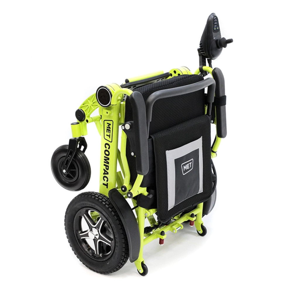 Кресло-коляска с электроприводом MET COMPACT 35 (24224) складная, зелёная с розовым