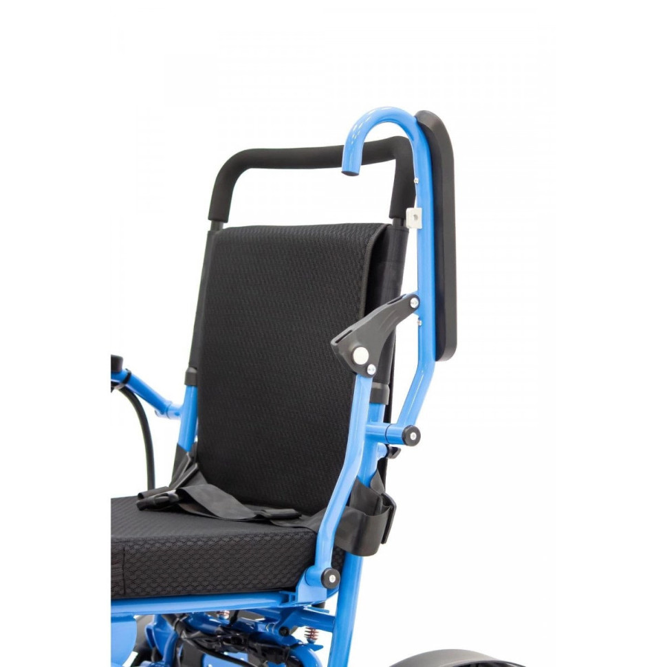 Кресло-коляска с электроприводом MET COMPACT 35 (24267) складная, синяя с розовым